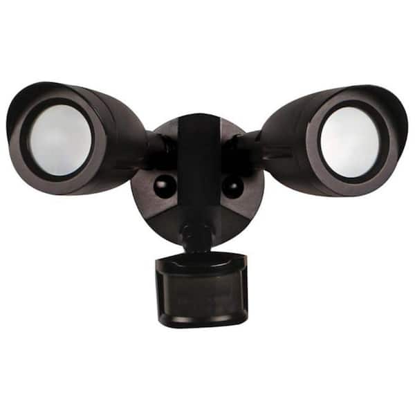 20-Watt Dual Head LED Motion Sensor Flood Light, 1900 Lumens, Bronze Finish, Outdoor Security Lighting, 3000K