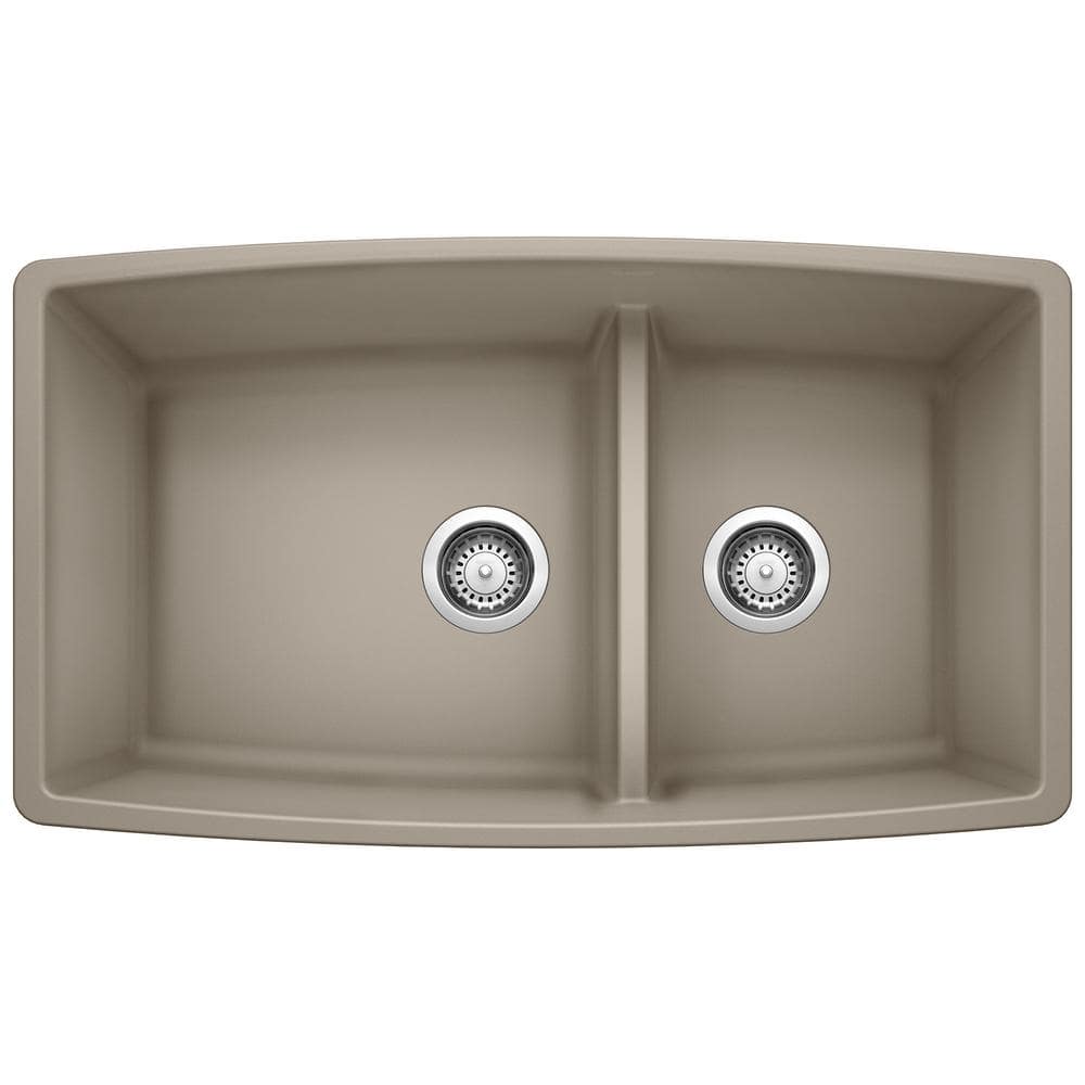 PERFORMA 33 in. Undermount Double Bowl Truffle Granite Composite Kitchen Si