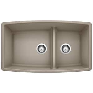 PERFORMA 33 in. Undermount Double Bowl Truffle Granite Composite Kitchen Sink