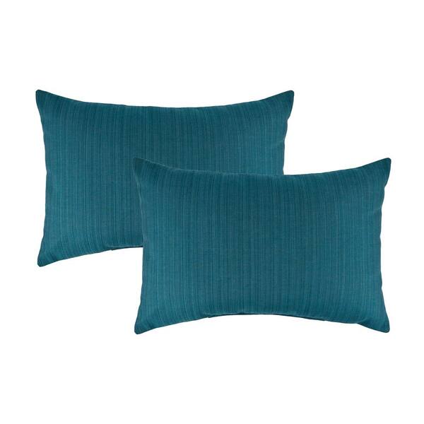 Unbranded Sunbrella Dupione Deep Sea Solid 20 in. x 20 in. Throw Pillow (Set of 2)