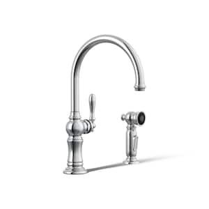 Artifacts Single-Handle Kitchen Faucet with Swing Spout and Side Sprayer in Polished Chrome