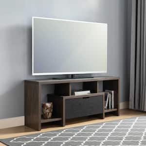 Walnut Oak And Black TV Stand Fits TV's up to 48 in. with Drawers and Shelves