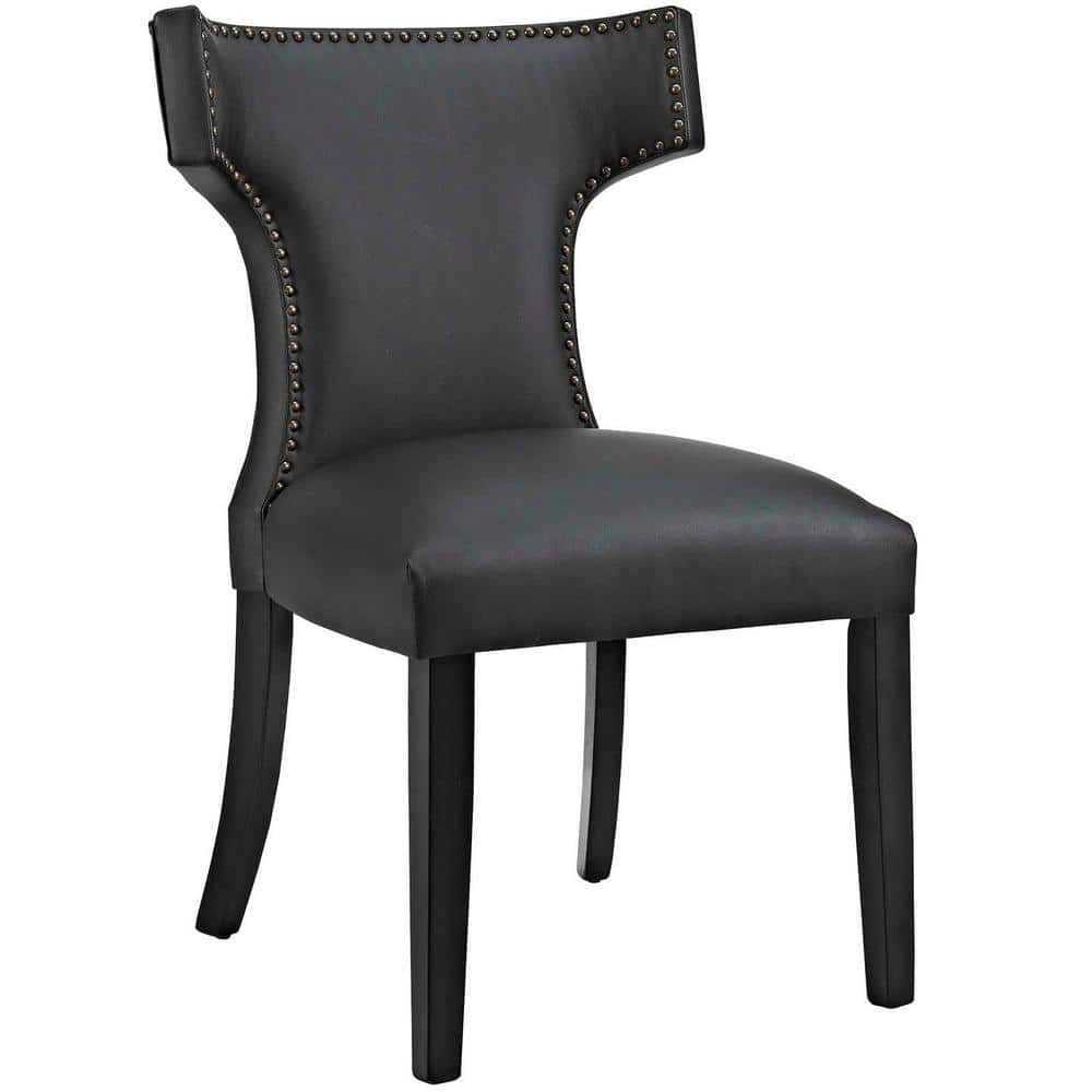 Black Faux Leather Upholstered Parsons Side Chair
