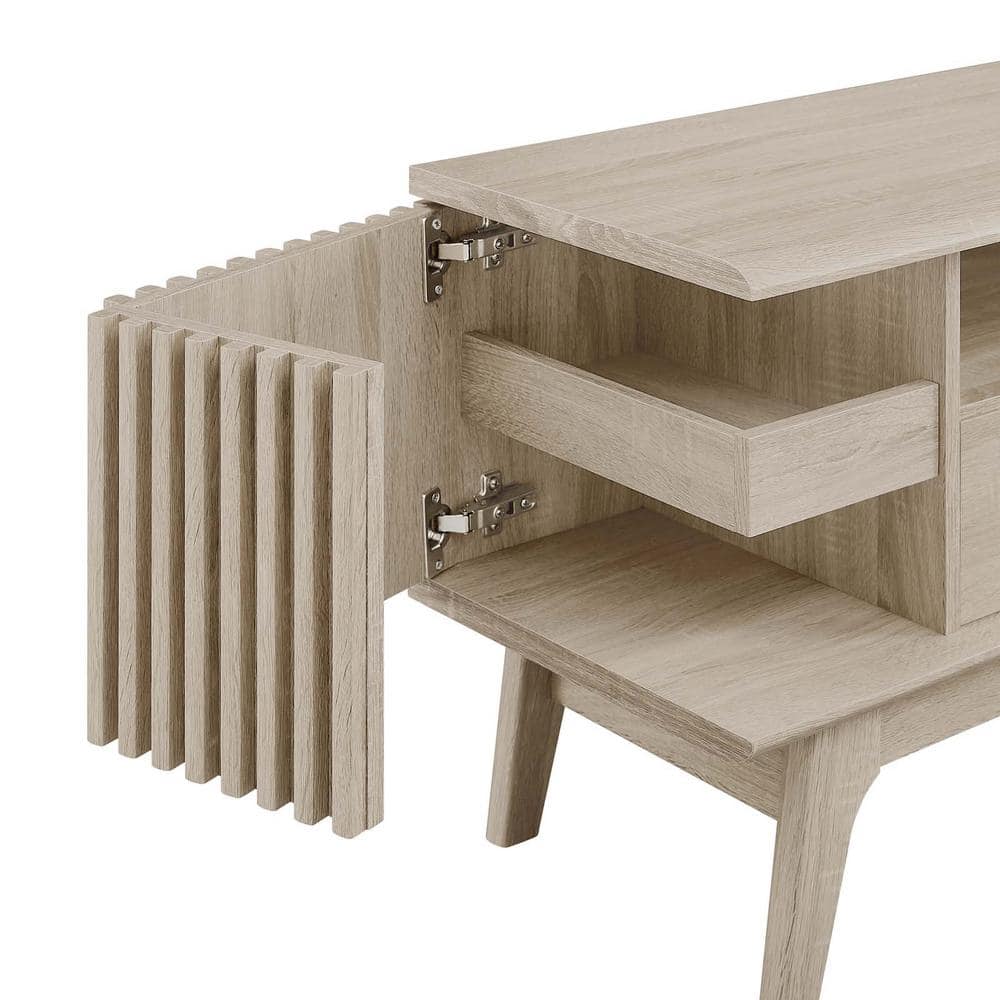 Eudora 60'' Light Oak Modern TV Stand with Cabinet