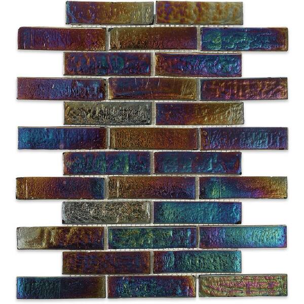 Ivy Hill Tile Iridescent Raven 9-3/4 in. x 13 in. x 8 mm Glass Floor and Wall Tile