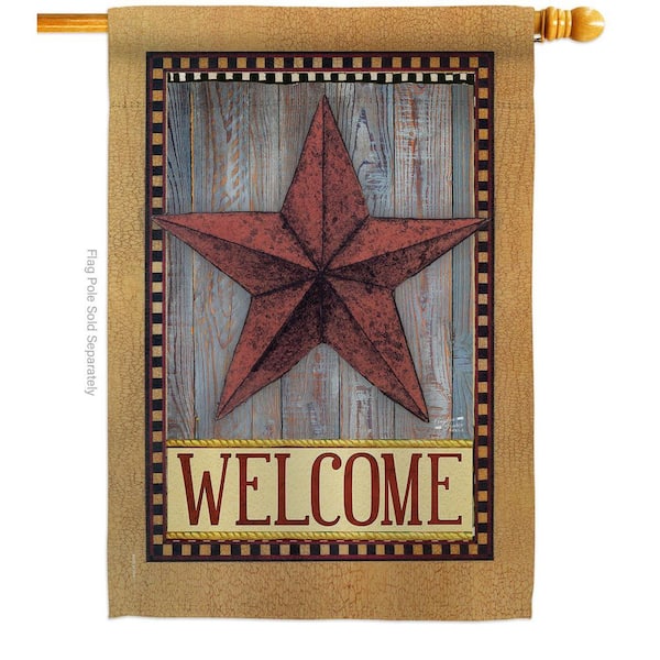 28 in. x 40 in. Welcome Country Barn Star Living House Flag Double-Sided Decorative Vertical Flags