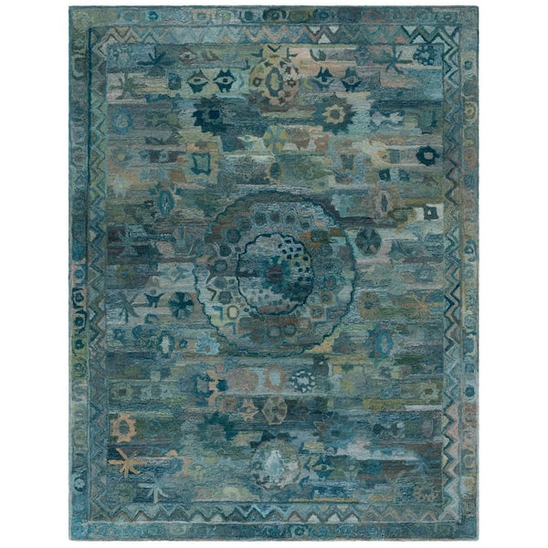 Anatolia 8 ft. x 10 ft. Aqua/Green Oriental Area Rug