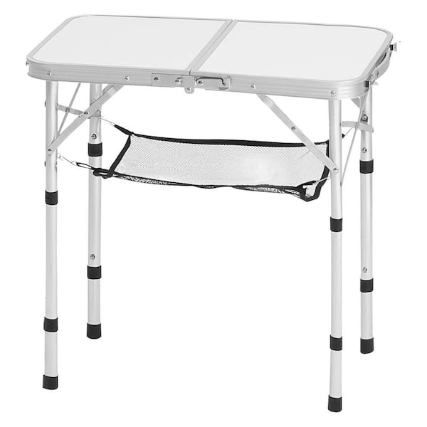 23.6 in. Silver Rectangle Aluminum Outdoor Picnic Table Adjustable Height