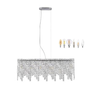 6-Light Silver Crystal Chandelier Pendant Lighting for Dining Room Foyers