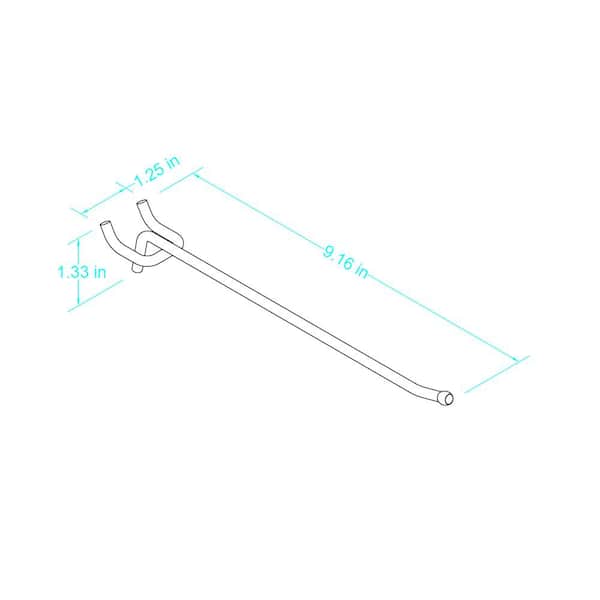 8 in. Zinc-Plated Steel Single Straight Peg Hook for 1/4 in. Pegboard