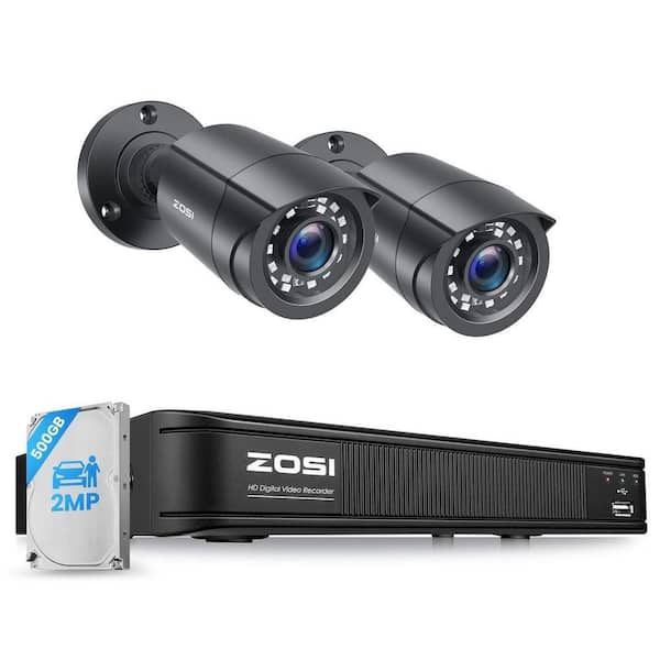 H. 265 plus 8-Channel 3K-Lite DVR Security Camera System with 2X 1080P Wired Bullet Cameras Pre-installed 500GB HDD