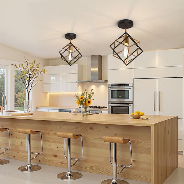 Emeritpro 8.8 in. Geometric 1-Light Semi Flush Mount Ceiling Light