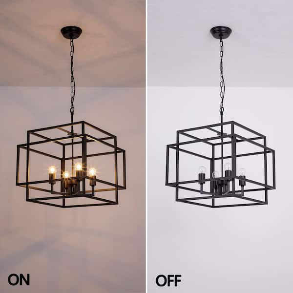 Maxax Hartford 4-Light Black Lantern Square Chandelier