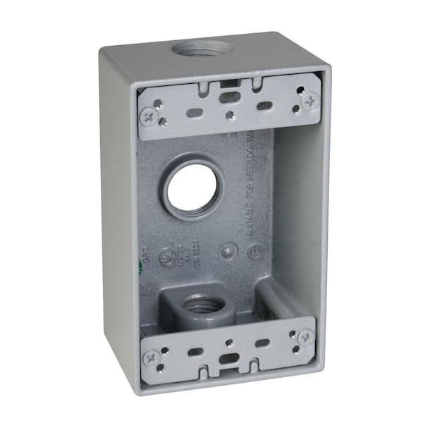 TAYMAC 1-Gang Gray Weatherproof Box with Three 1/2 in. Outlets