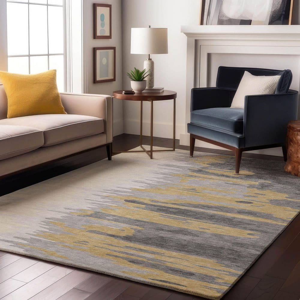 Mayfield Premium Machine Washable Abstract AMF1050 Gray 9 ft. x 12 ft. Area Rug price history on PriceWatchPro