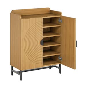 Lauren 41.3 in. H x 31.5 in. W. Khaki Wood 6-Tier Shoe Storage Cabinet with Adjustable Shelves for Entryway, Hallway