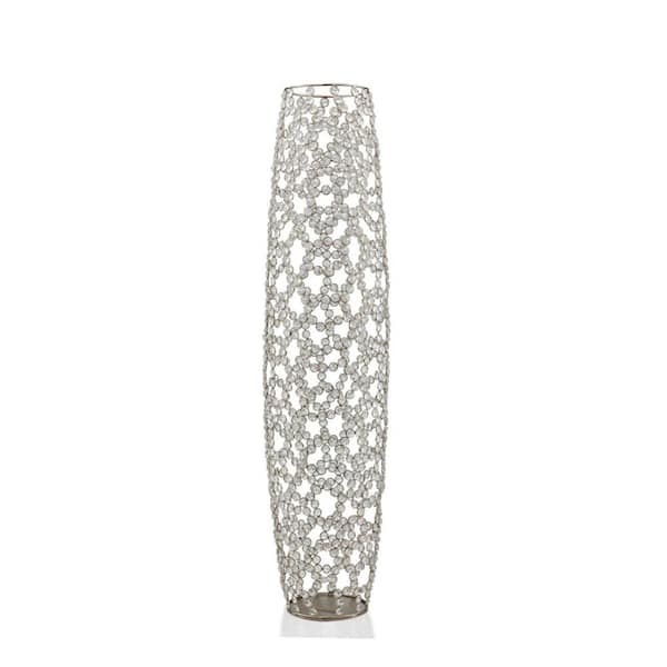 40 in. Silver Crystal Pot Decorative Vase