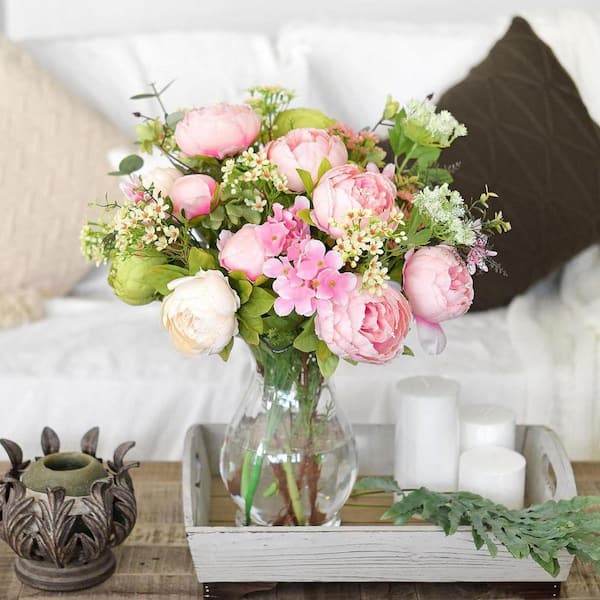 19.7 in. Pink Indoor Artificial Peony Flower 2-Bouquets Z07WQ38MQK