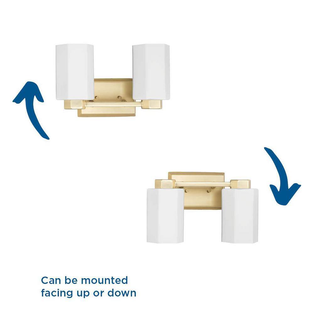 Estrada Brushed Gold 2-Light Vanity with Opal Glass Shades
