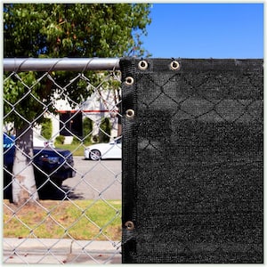 5 ft. x 10 ft. Black Privacy Fence Screen Mesh Fabric Cover Windscreen with Reinforced Grommets for Garden Fence