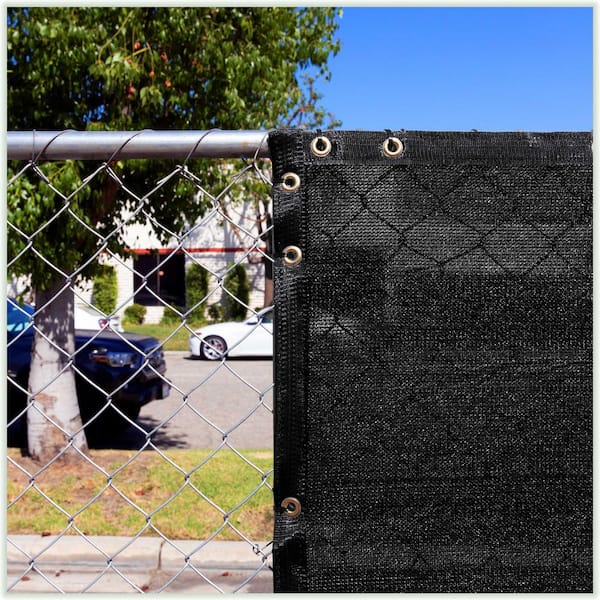 5 ft. x 12 ft. Black Privacy Fence Screen Mesh Fabric Cover Windscreen with Reinforced Grommets for Garden Fence