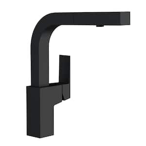 Mid-Town Satin Black 11 in. Single Handle Pull Out Sprayer Kitchen Faucet with 360-Degree Swivel