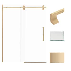Teegan 59 in. W x 80 in. H Sliding Semi Frameless Shower Door with Fixed Panel in Champagne Bronze with Low Iron Glass