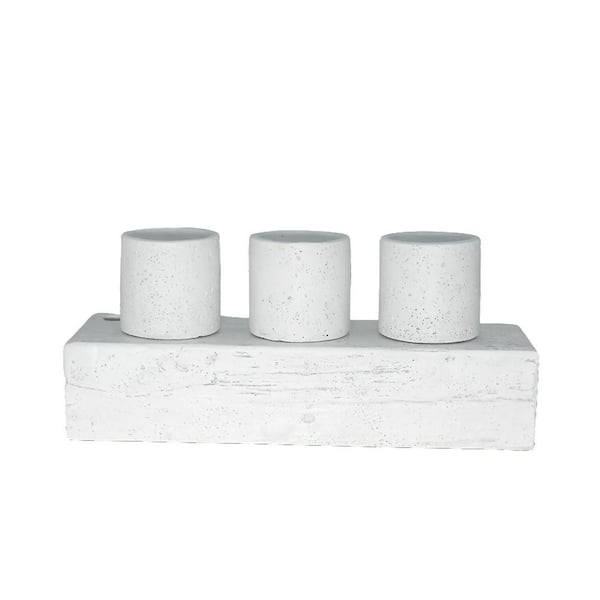 MPG 14 in. L x 14.25 in. W x 6.75 in. H Triple Pot Self Watering Planter in NDT Medium White