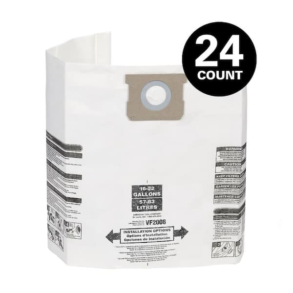 MULTI FIT VF2008C 15 Gallon to 22 Gallon Dust Collection Bags for Shop-Vac Branded Wet/Dry Shop Vacuums (24-Pack) - 1