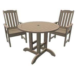 Lehigh Woodland Brown 3-Piece Recycled Plastic Round Outdoor Dining Set