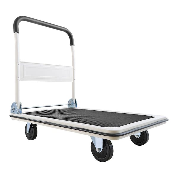 35.4 x 34.3 x 24 in. Foldable Push Cart Dolly, Folding Platform Truck with Swivel Wheels, Space Saving Handle, 660 lbs.
