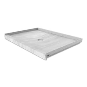 34 in. x 48 in. Single Threshold Shower Base with Center Drain in Silver Strata