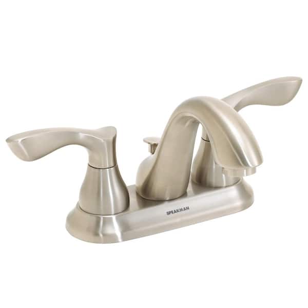 Speakman Chelsea 4 in. Centerset Double-Handle Bathroom Faucet with Drain Assembly in Brushed Nickel