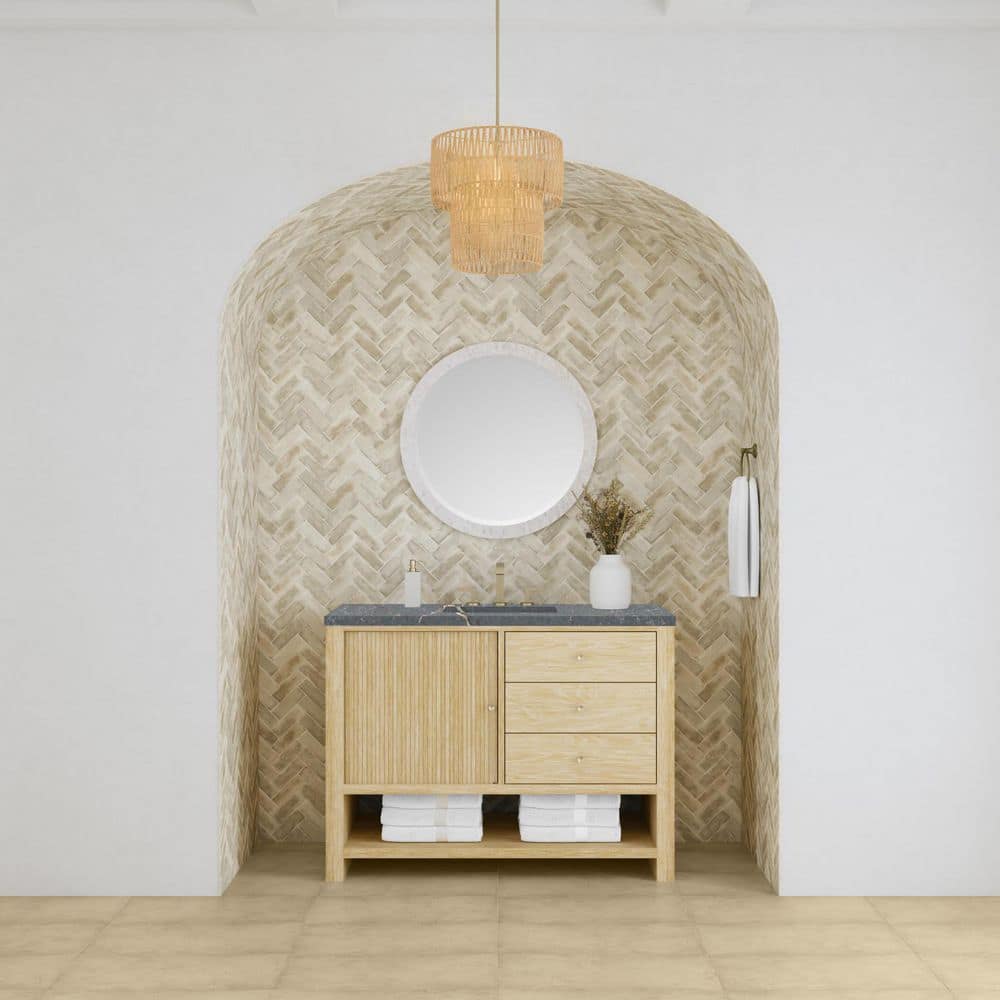 Marigot 48.0 in. Single Bath Vanity in Sunwashed Oak with Wireless Charging Parisien Bleu Quartz Top price history on PriceWatchPro