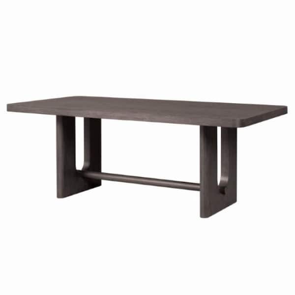 Benjara Zoko Dark Ash Gray Solid Wood 83 in. Trestle Dining Table