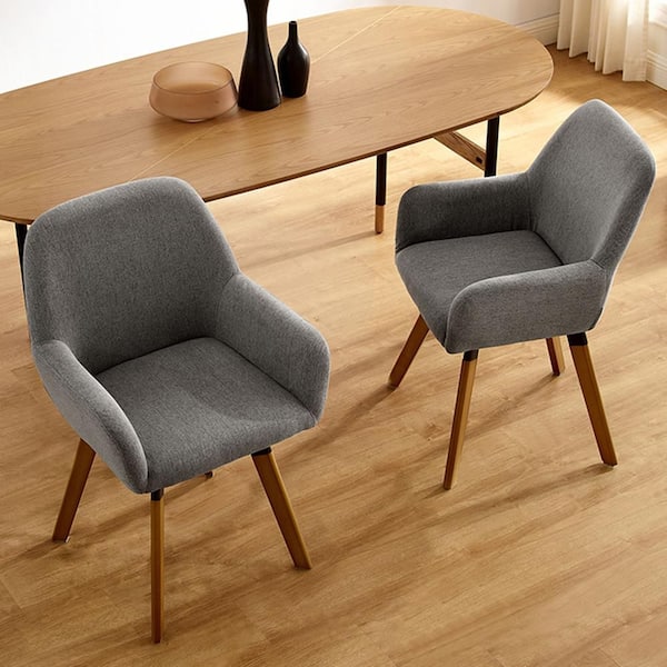 Art Leon Kacy Gray Fabric Swivel Accent Arm Chair (Set of 2)
