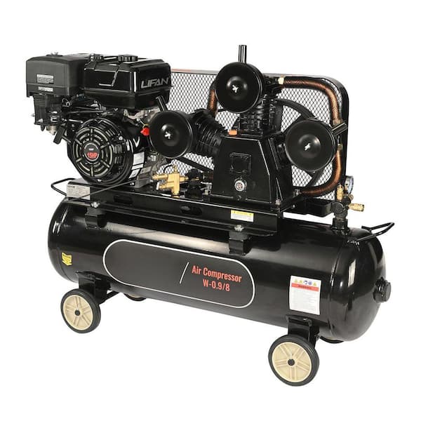 15HP Gas Air Compressor, 30 Gal. Tank, 33CFM\115PSI, Gas Piston Pump, 115PSI Max Pressure for Construction/Workshop