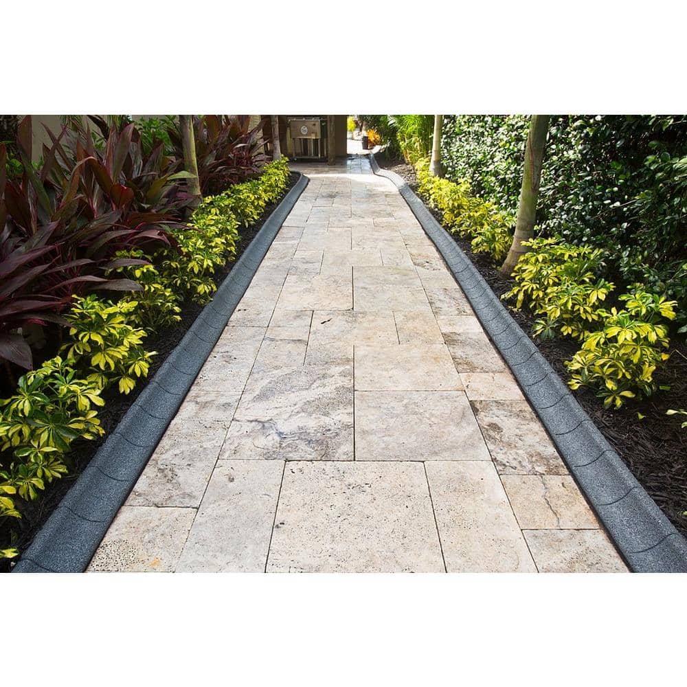 EcoBorder Grey Recycled Rubber 4ft Landscape Edging (4-Pack)