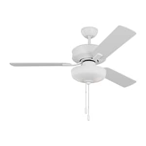Linden 48 in. Transitional Indoor Matte White Ceiling Fan with White Blades, Pull Chain and LED Light Kit