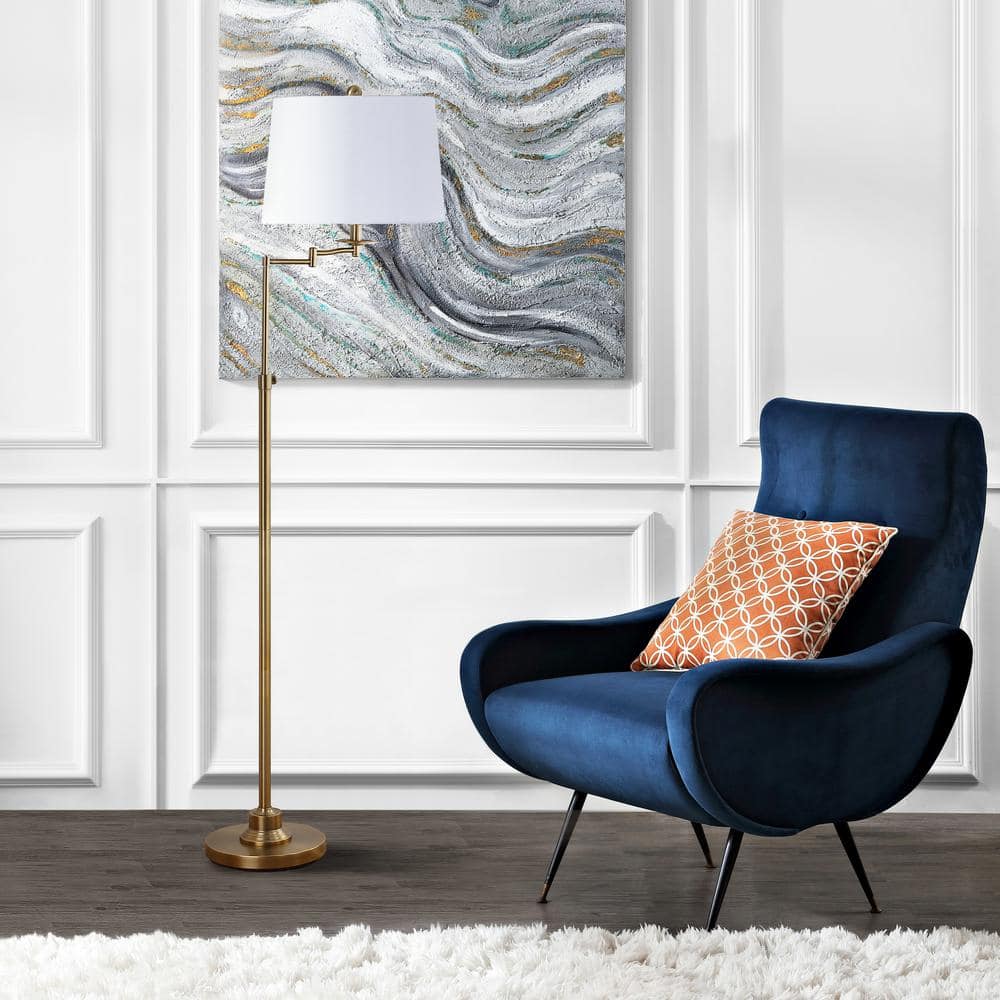Nadia Gold Adjustable Floor Lamp with White Cotton Shade