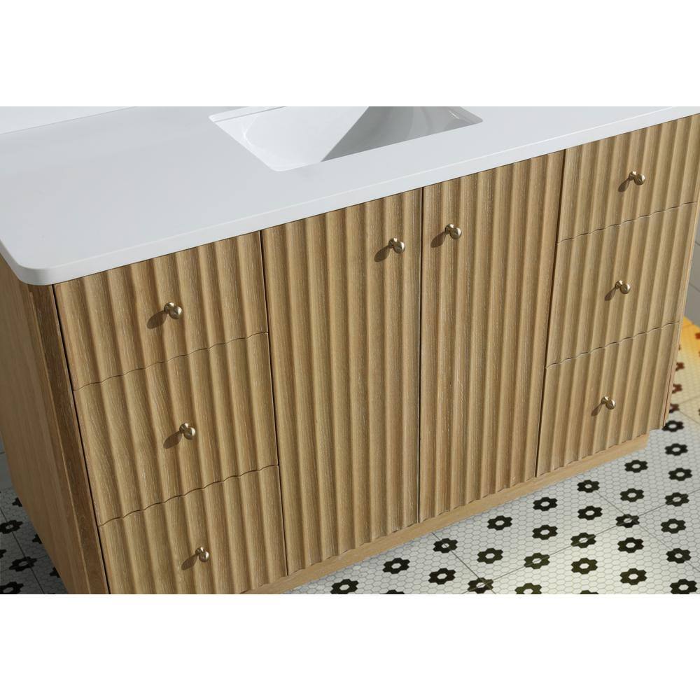 Washed Oak Single Bathroom Vanity with Quartz Top