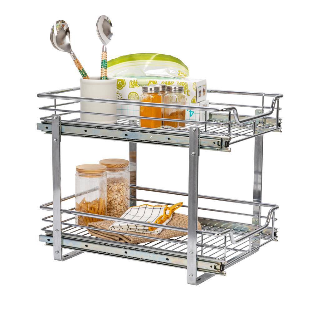 Chrome Dual-Tier Pull-Out Cabinet Organizer