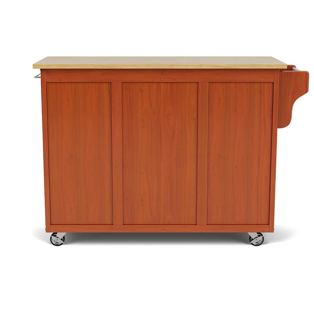Cottage Oak Wood Kitchen Cart with Spice Rack and Storage