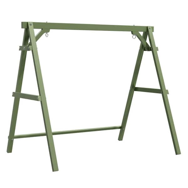 84 in. 3-Person Green Wood Porch Patio Swing Stand