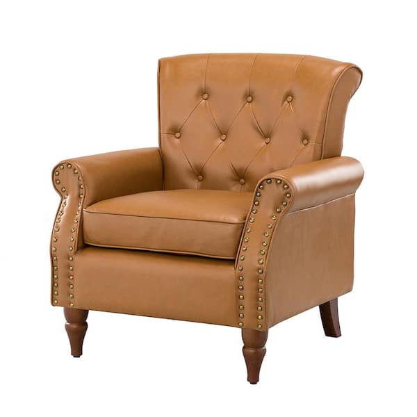 JAYDEN CREATION Acoetes Camel Armchair with Nailhead Trim