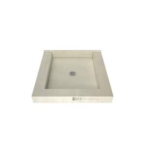 Redi Base 48 in. L x 48 in. W Corner Triple Threshold Shower Pan Base with Center Drain and Polished Chrome Drain Plate