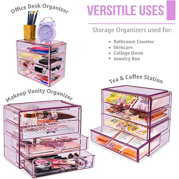 Clear Bliss Vanity Organizer: Sleek 4-Compartment Makeup