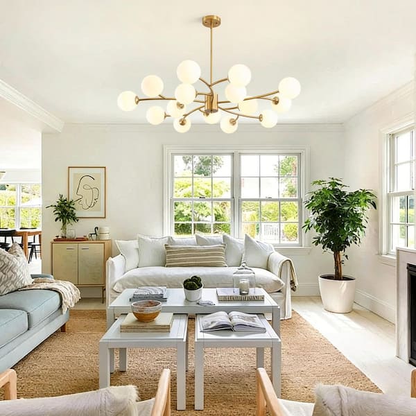 Y'INSP 15-Light Mid-Century Brushed Gold Sputnik Style Branch