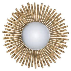 27 in. x 27 in. Sunburst Design Wall Mounted Decorative Mirror for Home Decor, Gold