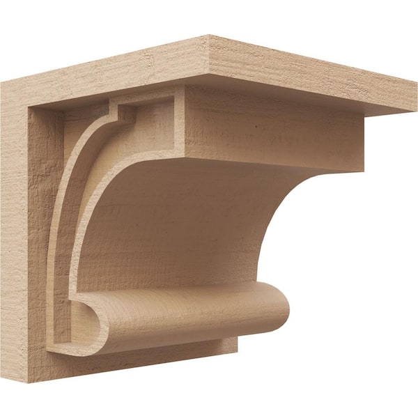 Ekena Millwork 7-in. x 7-in. x 7-in. Series 1 Wide Alma Rough Cedar Woodgrain Timberthane Polyurethane Corbel, Primed Tan